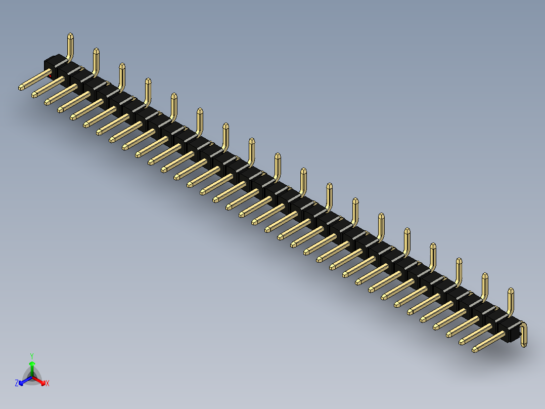 彩色公排针 100mil 2.54mm 系列-DS1022_black_36p_100mil_Type_SMT_R1_rev1.0正等轴测图