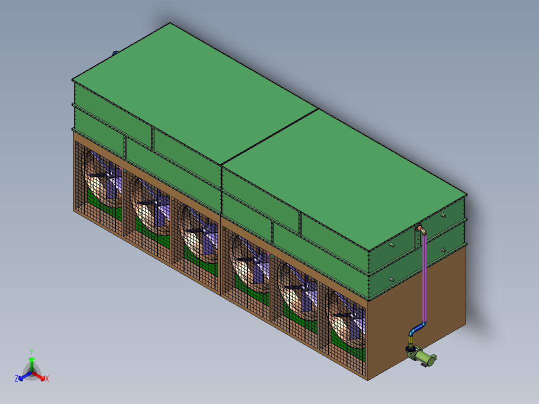 屋顶式风冷空调机组正等轴测图