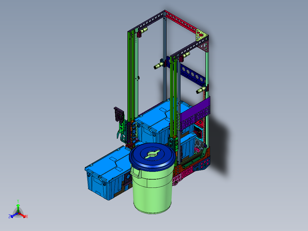 自主识别塑料箱水桶搬运堆高车正等轴测图