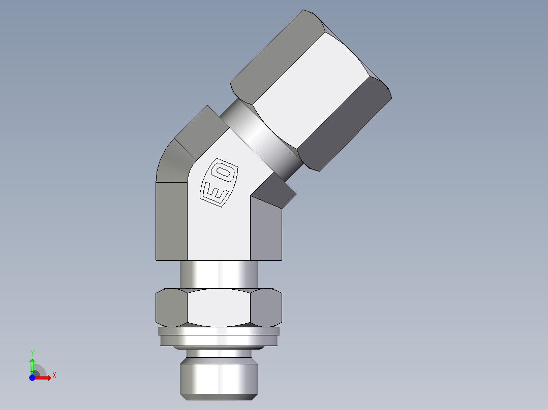 卡套式工业通用硬管接头EO_Adjustable_locknut_45_deg_elbow_VEE06ZLMCF前视图