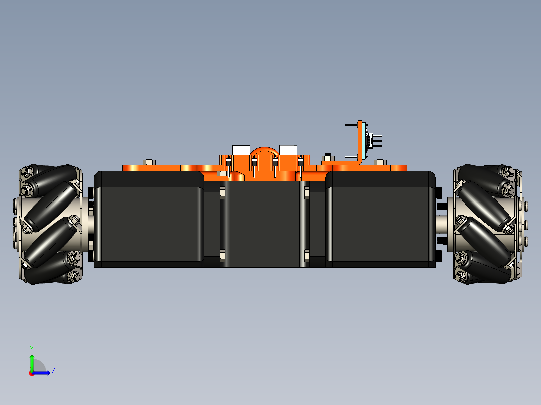 小型无人小车带麦克纳姆轮左视图