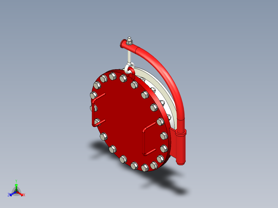 20“ 吊艇架人孔正等轴测图