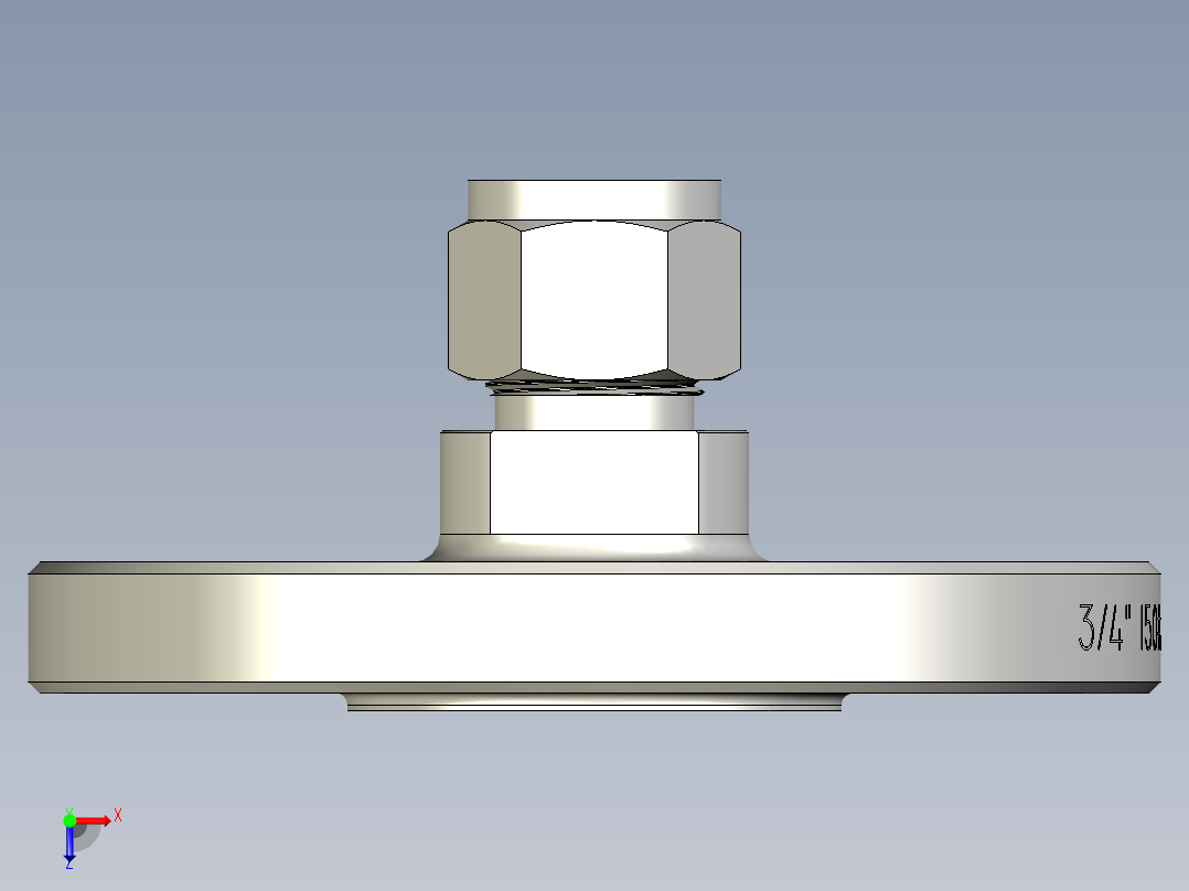 不锈钢ANSI法兰适配器，12 mm世伟洛克管接头，NPS 3-4英寸俯视图