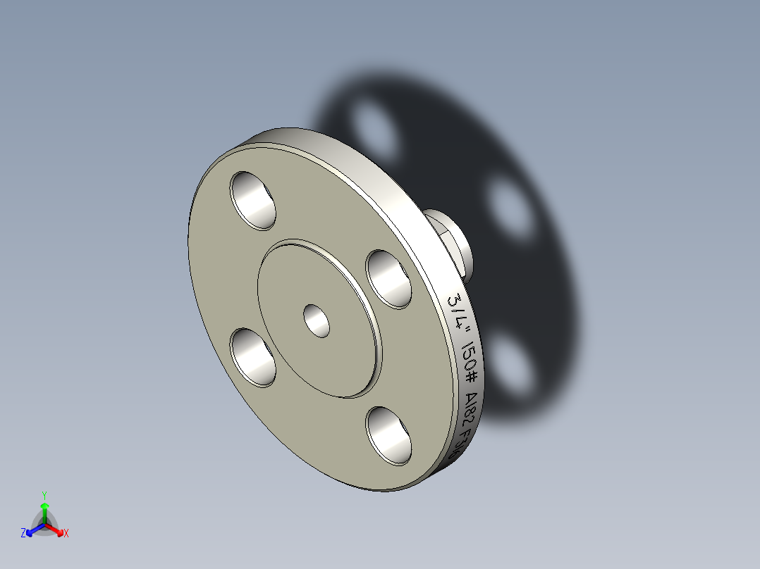 不锈钢ANSI法兰适配器，12 mm世伟洛克管接头，NPS 3-4英寸正等轴测图