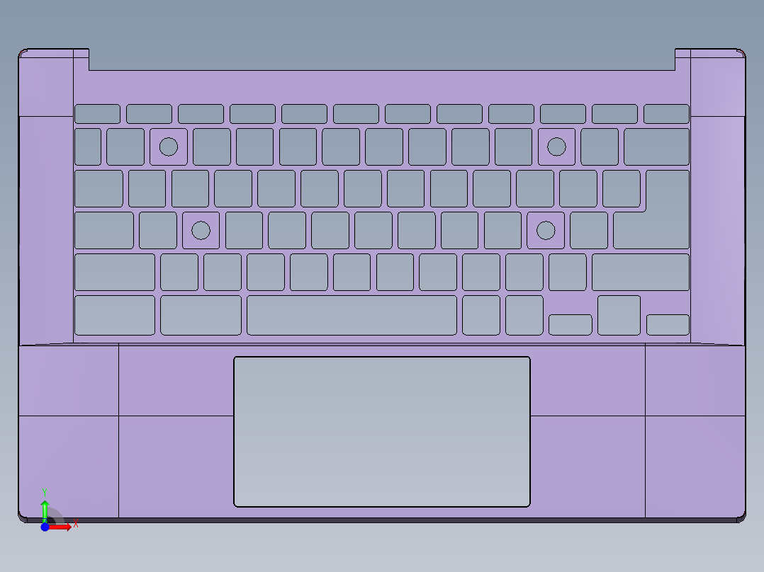 键盘外壳铣外形C角ug刀路程序模型前视图