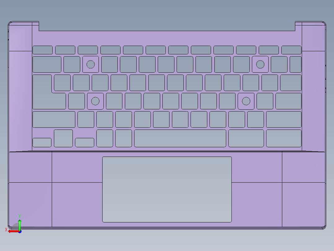键盘外壳铣外形C角ug刀路程序模型后视图