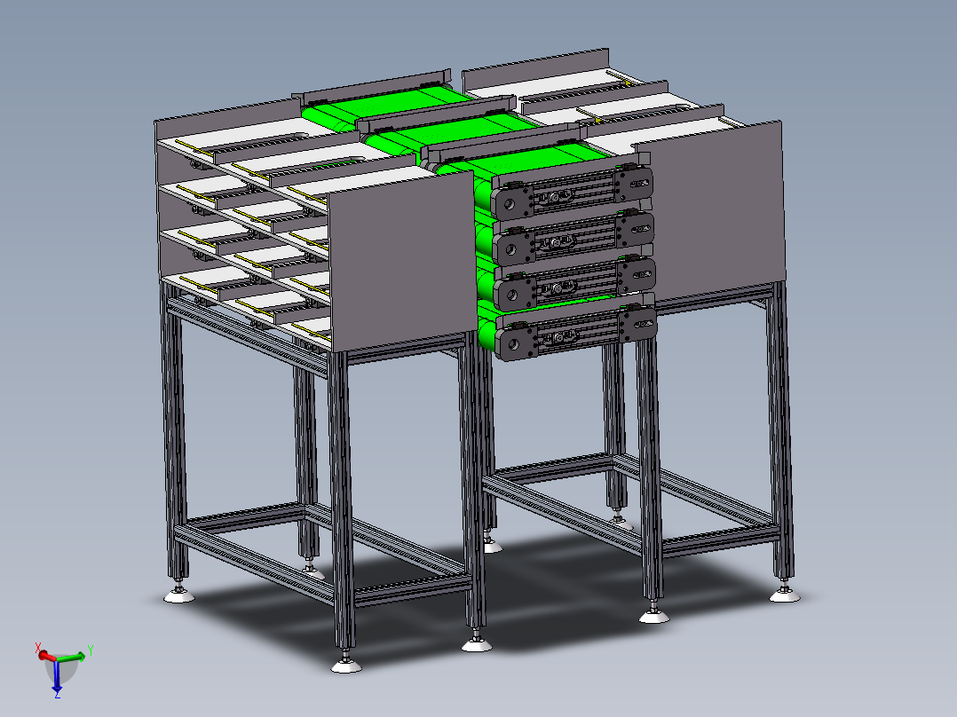 货架、多层互通输送货架