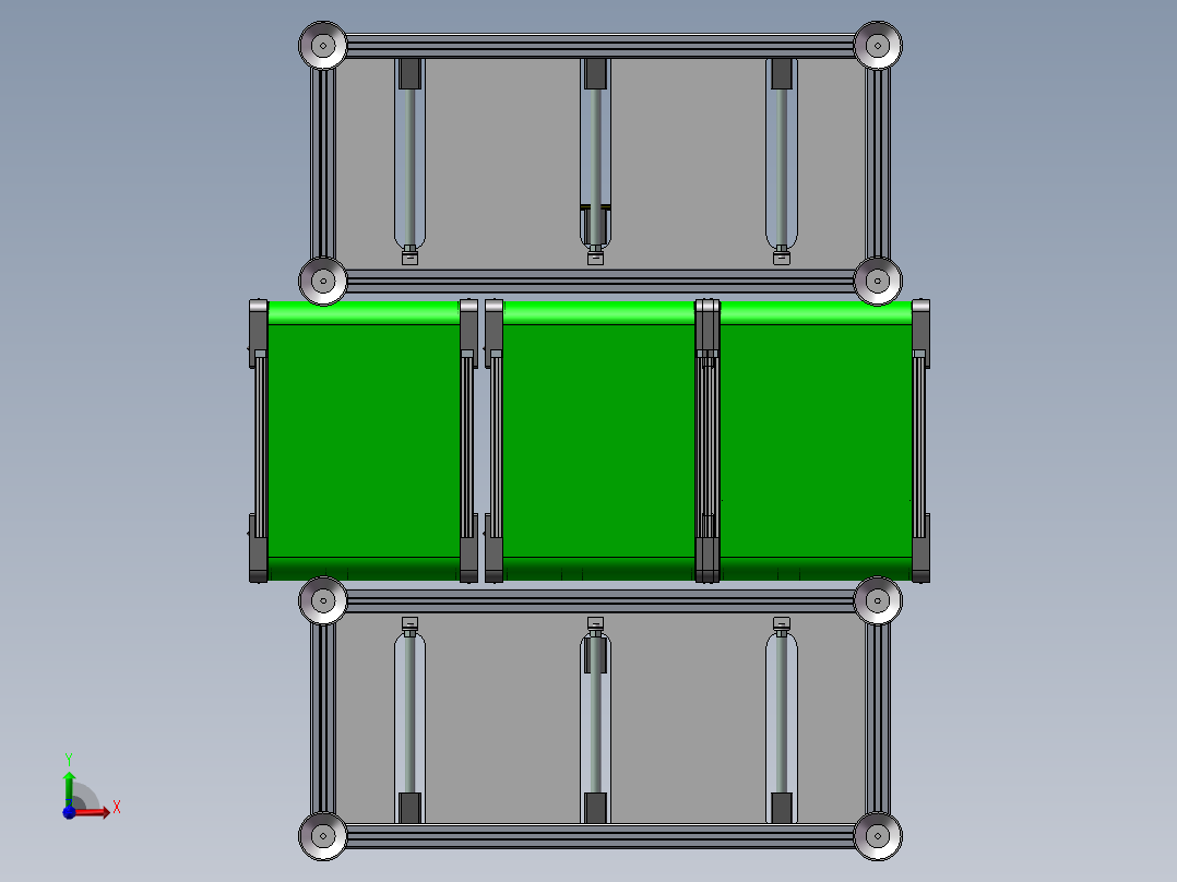 货架、多层互通输送货架前视图