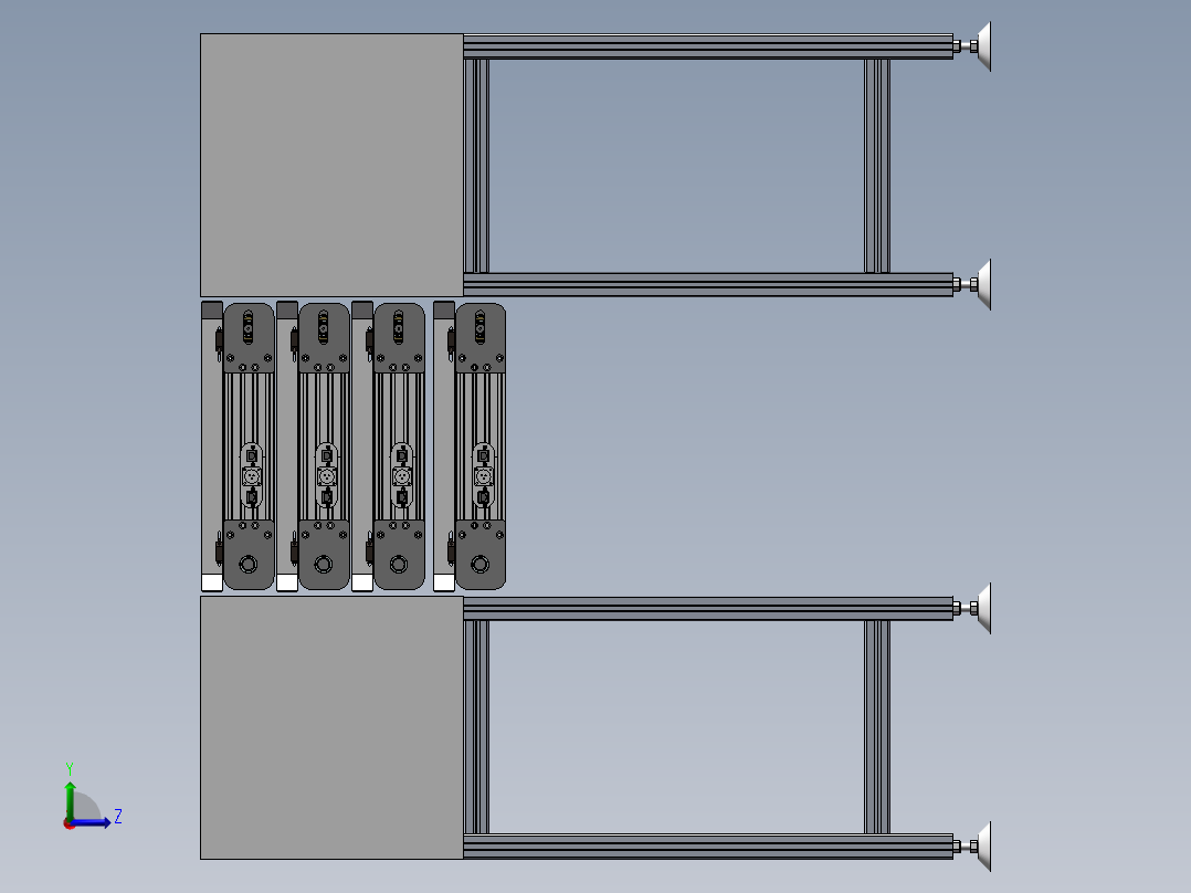 货架、多层互通输送货架左视图