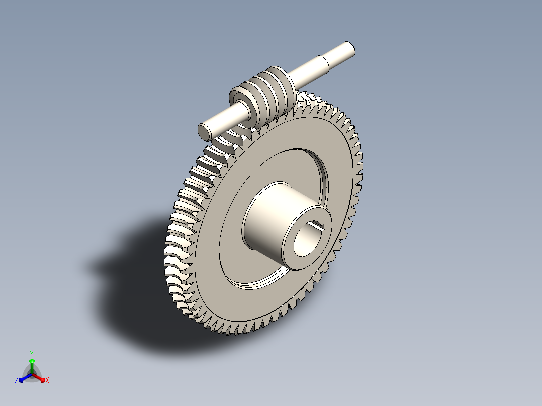 蜗轮蜗杆正等轴测图