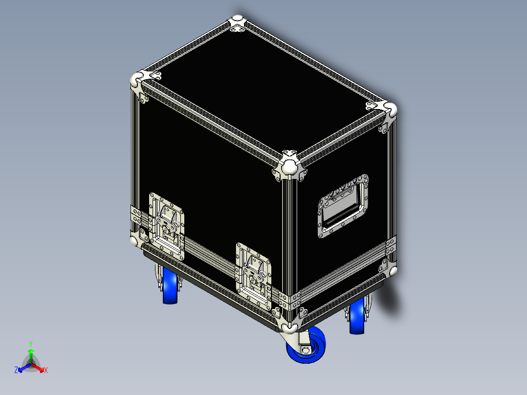 Combo Amp移动式专业音箱放大器3D数模图纸 STP格式主视图