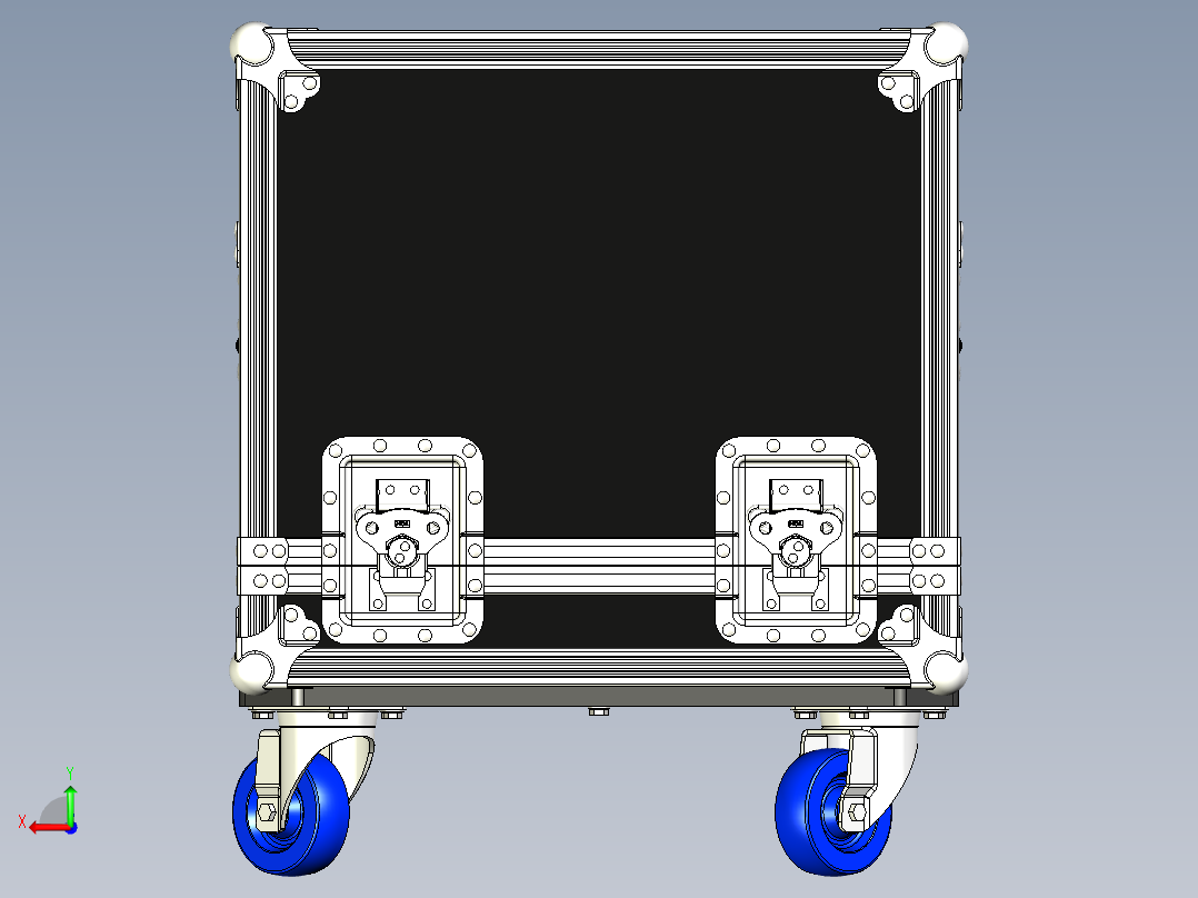 Combo Amp移动式专业音箱放大器3D数模图纸 STP格式后视图