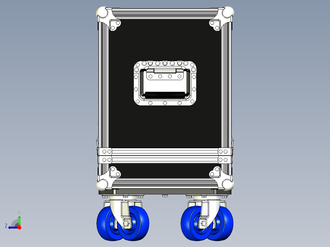 Combo Amp移动式专业音箱放大器3D数模图纸 STP格式右视图