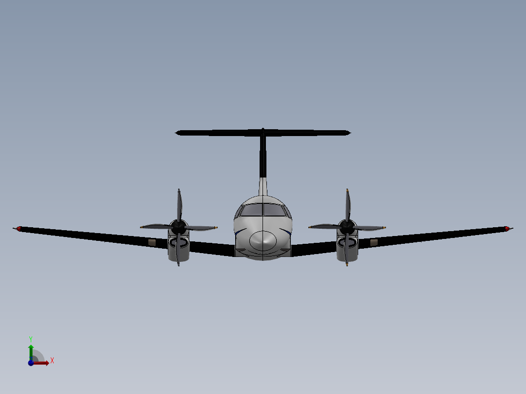 民用飞机3D模型前视图