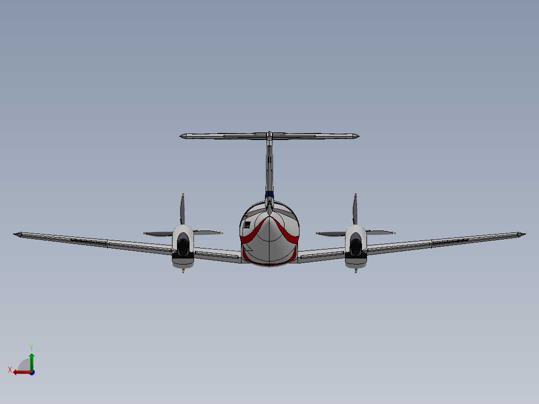 民用飞机3D模型后视图