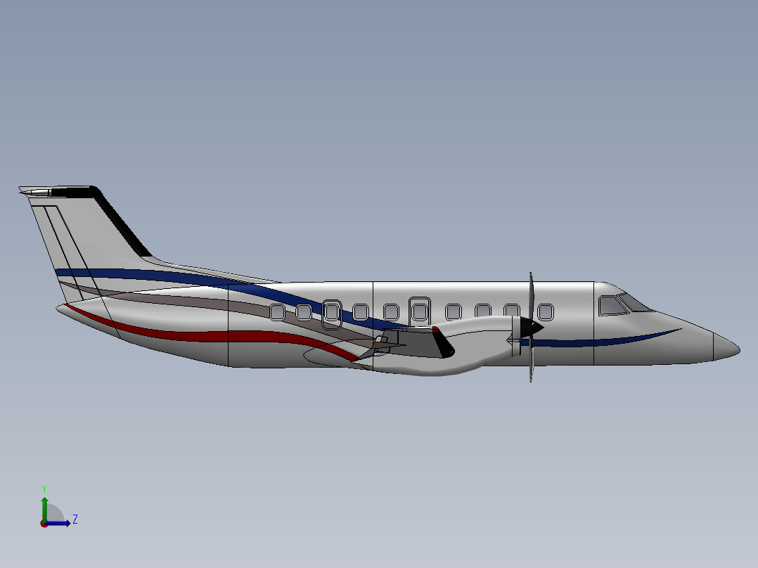民用飞机3D模型左视图