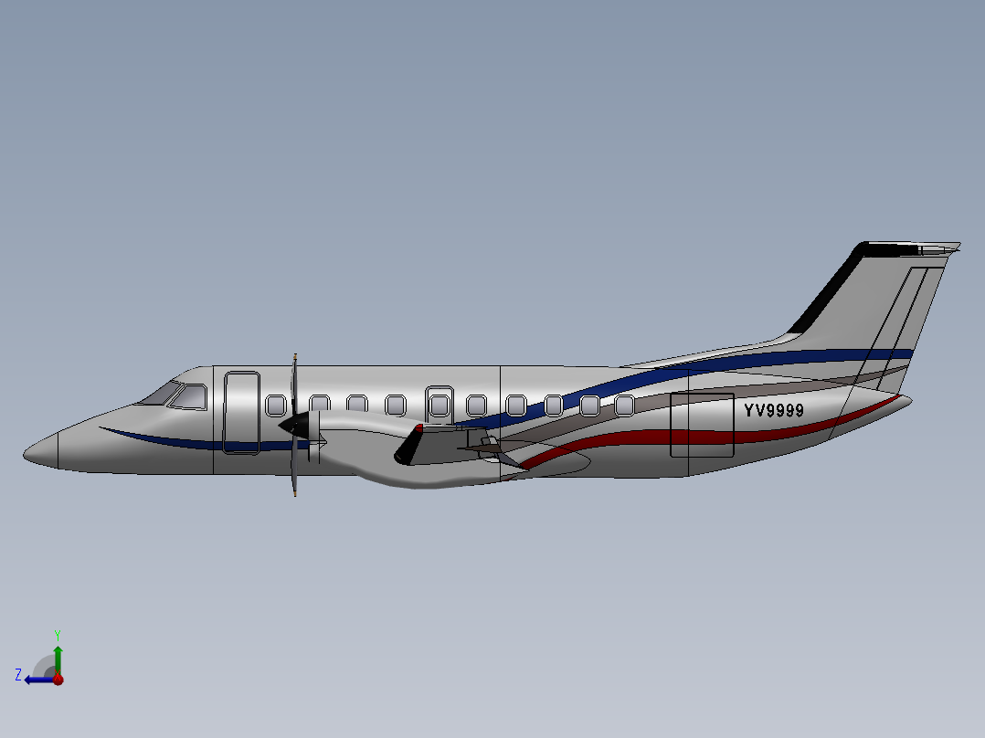 民用飞机3D模型右视图