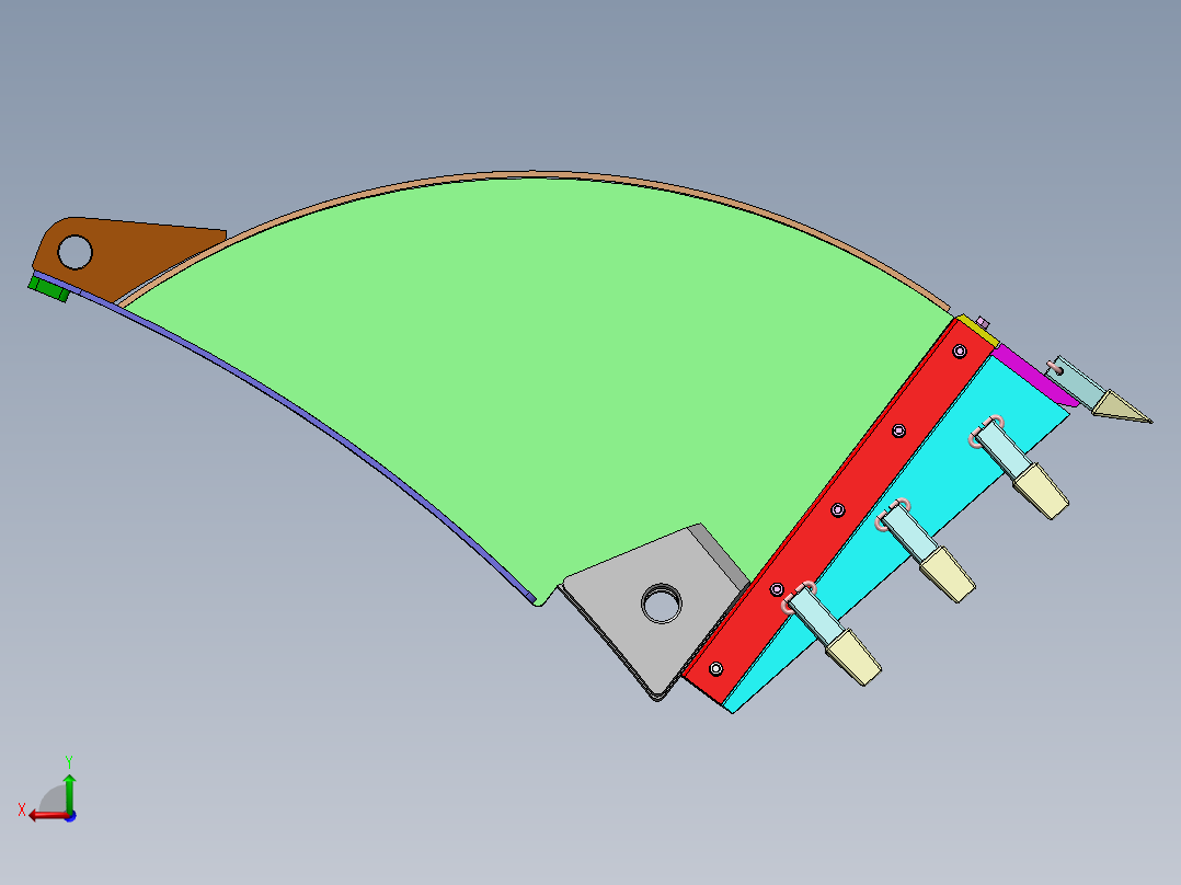 挖机铲斗后视图
