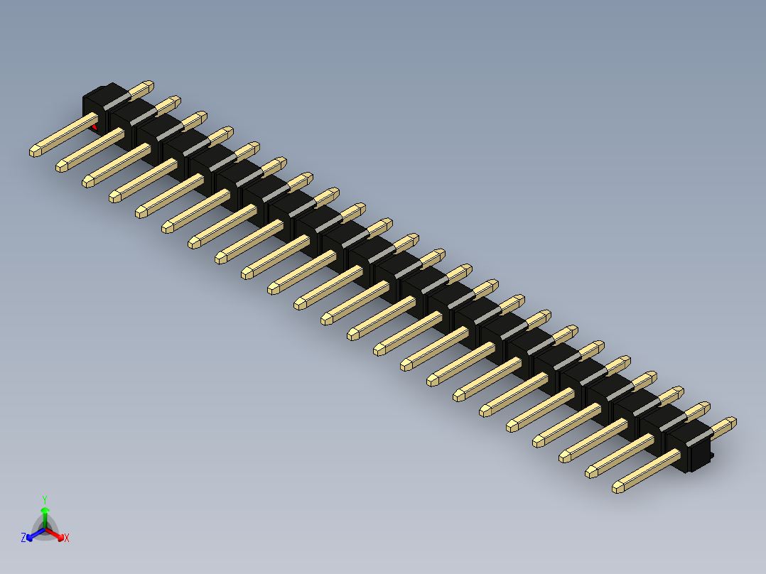 彩色公头100mil（2.54mm）系列-DS1021_black_1x23p_100mil_Type1_rev1.0主视图