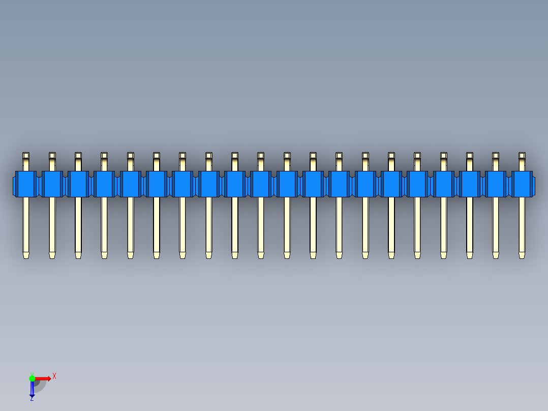 彩色公排针 100mil 2.54mm 系列-DS1022_blue_40p_100mil_TypeSMT_rev1.0俯视图