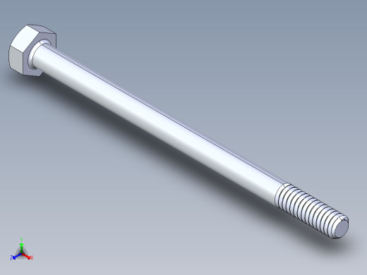 UNC 六角螺栓-Hex Bolt 0.250-20 x 4正等轴测缩略图