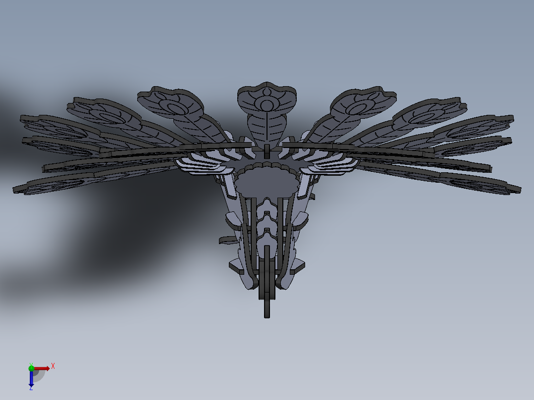 激光下料拼图孔雀AutoCAD, Parasolid, SOLIDWORKS 2016俯视图