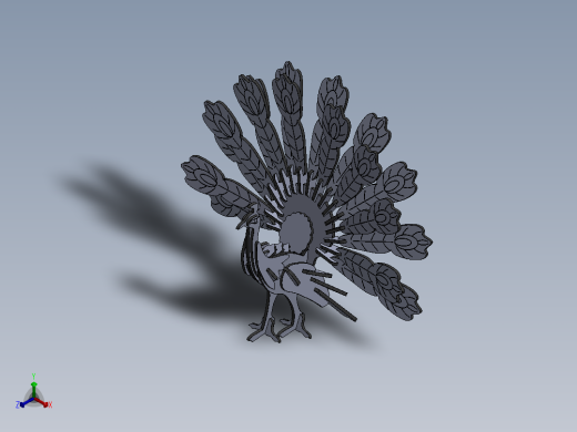 激光下料拼图孔雀AutoCAD, Parasolid, SOLIDWORKS 2016正等轴测缩略图