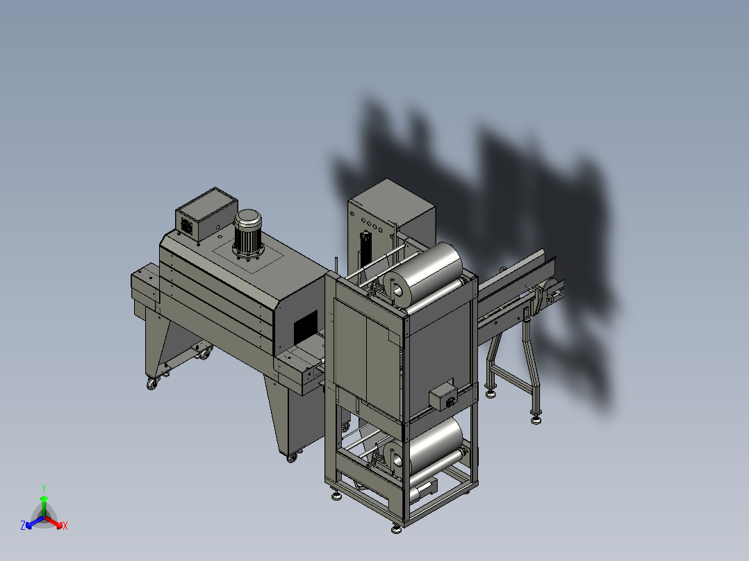 全自动袖口式封切收缩包装机正等轴测图
