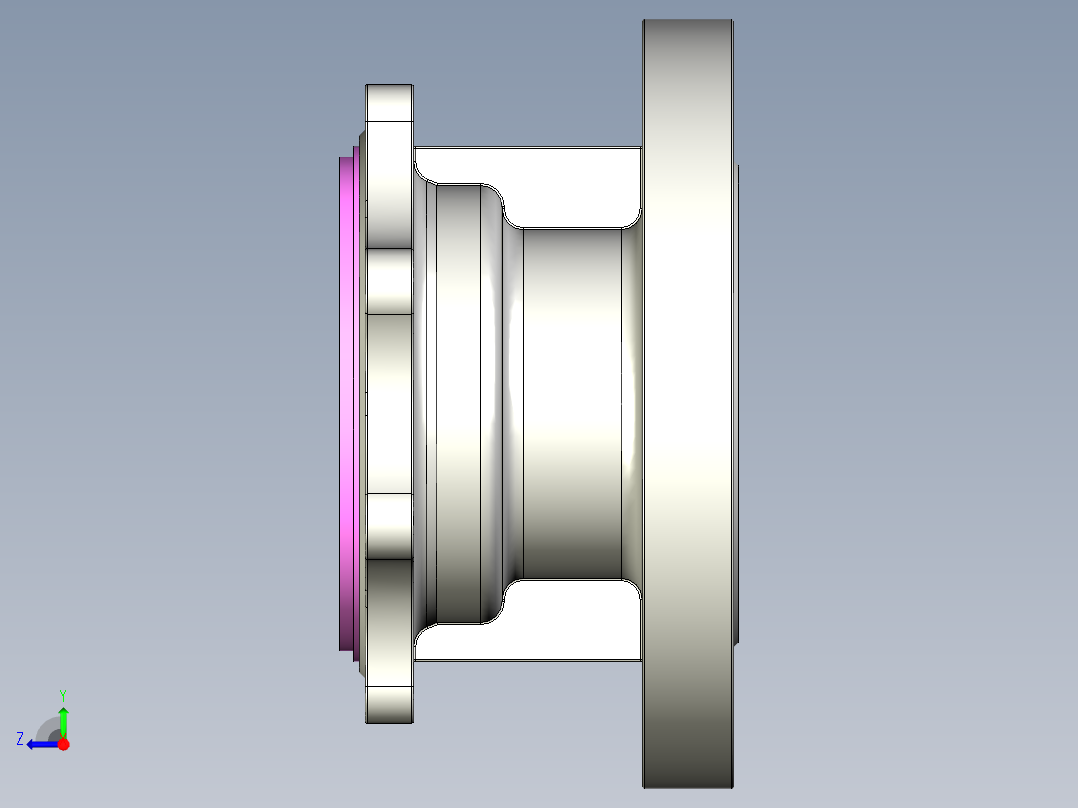 管道手动球阀-水管开关阀-手动阀门User Library-Flange C300DN100_FC300DN100.FCP右视图