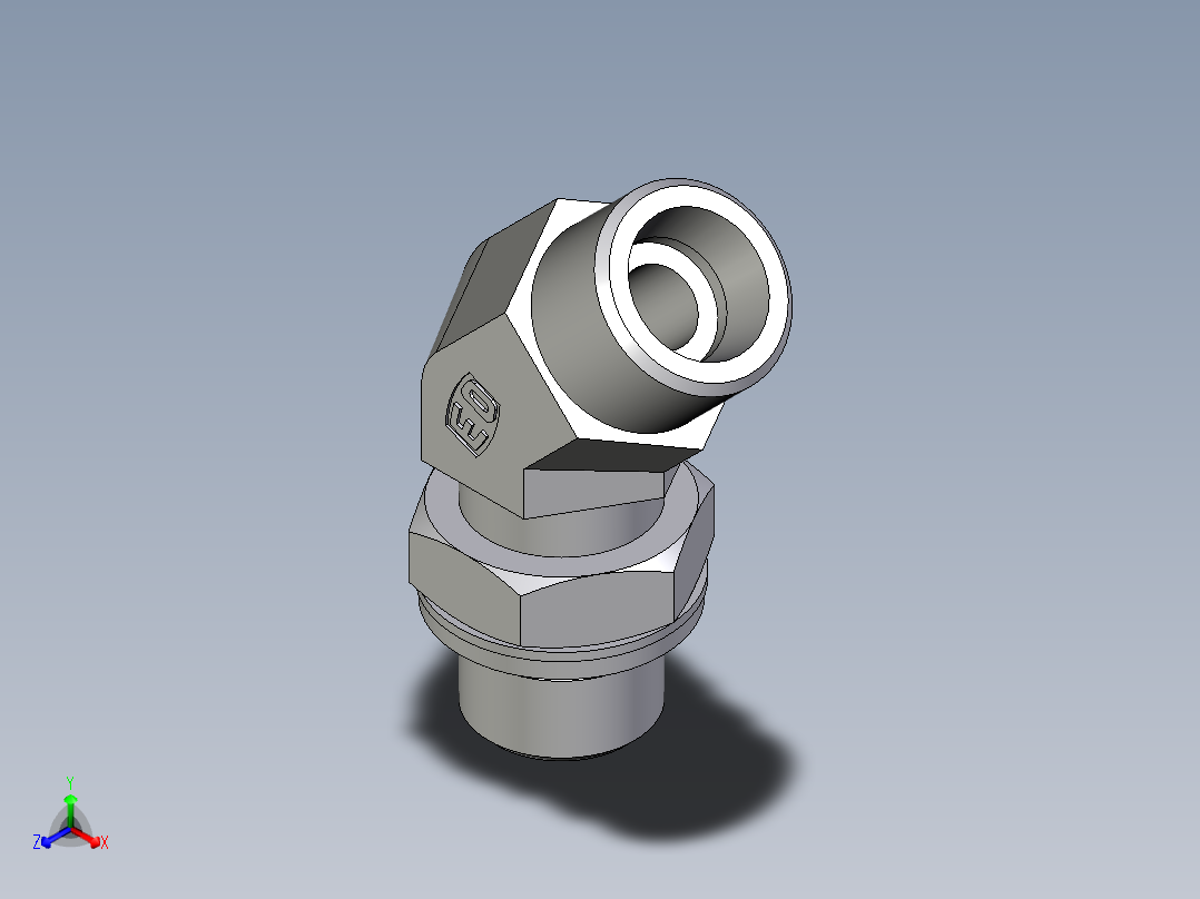 卡套式工业通用硬管接头EO_Adjustable_locknut_45_deg_elbow_VEE12SMOMDCF主视图