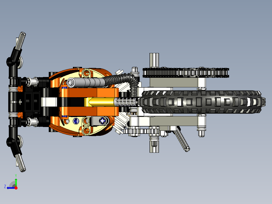 摩托车乐高拼图lego-technics-42007-inventor-stp格式右视图