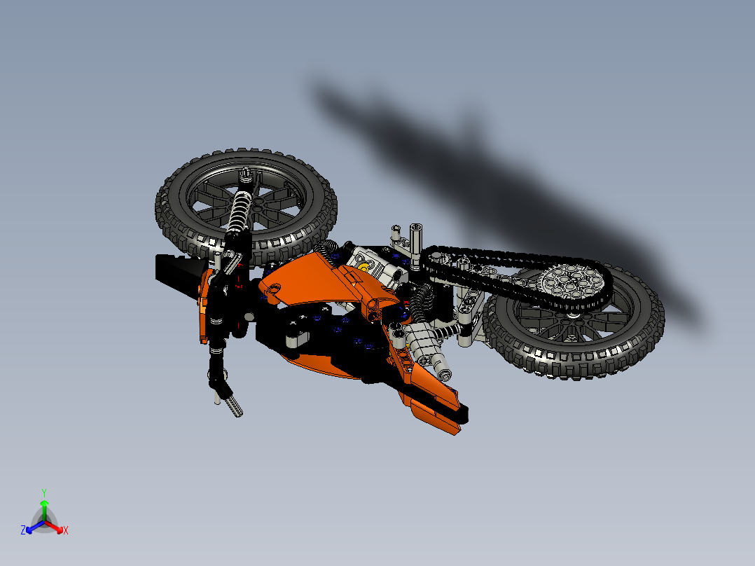 摩托车乐高拼图lego-technics-42007-inventor-stp格式正等轴测图