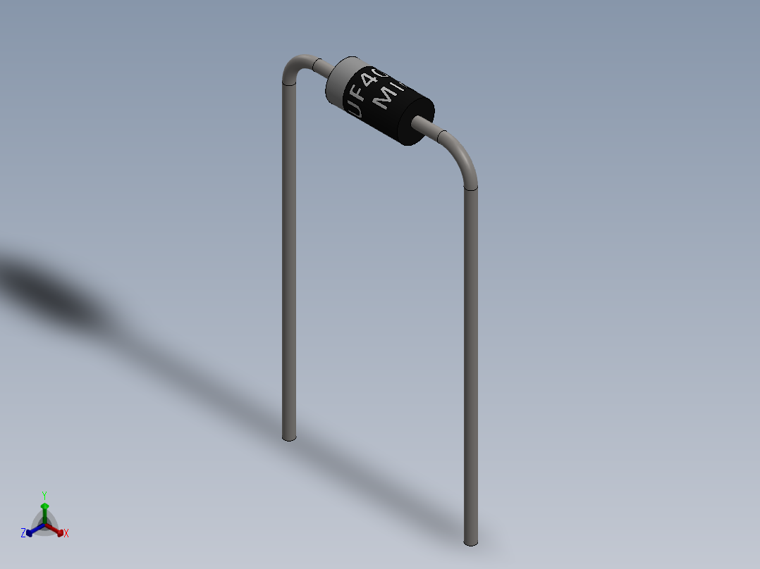 电容器 二极管 电阻器-Recovery Diode UF4007正等轴测图