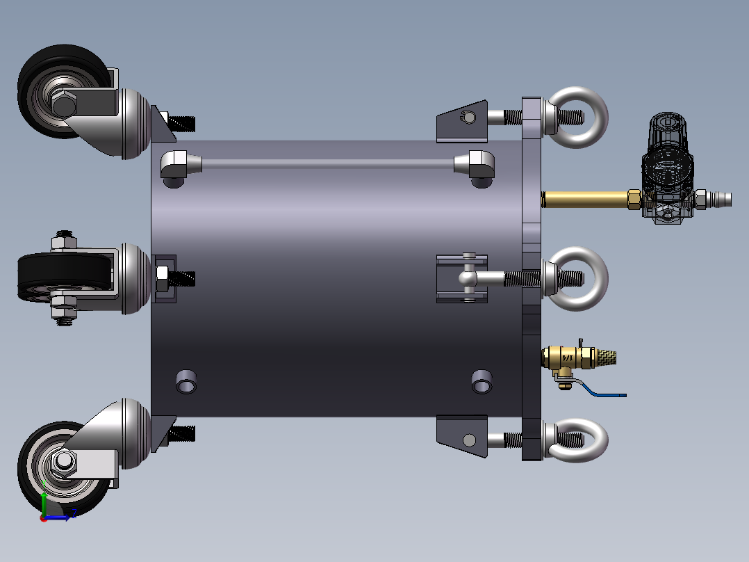 10L不锈钢桶带脚轮sw20可编辑左视图
