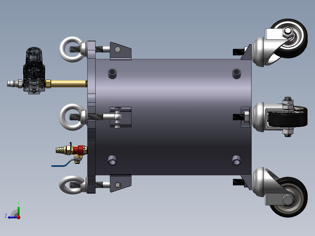 10L不锈钢桶带脚轮sw20可编辑右视图