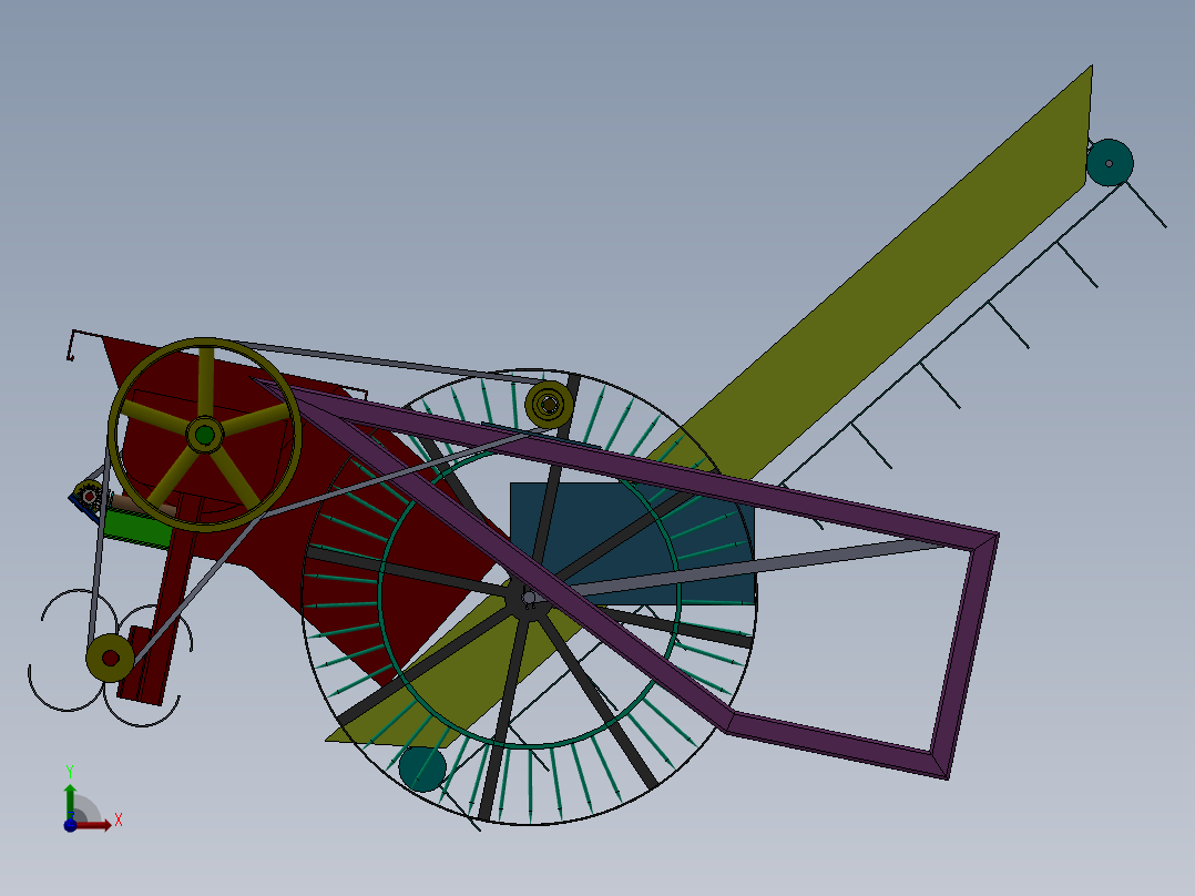 打瓜收获机设计（含三维SolidWorks模型+CAD图纸+说明书）前视图