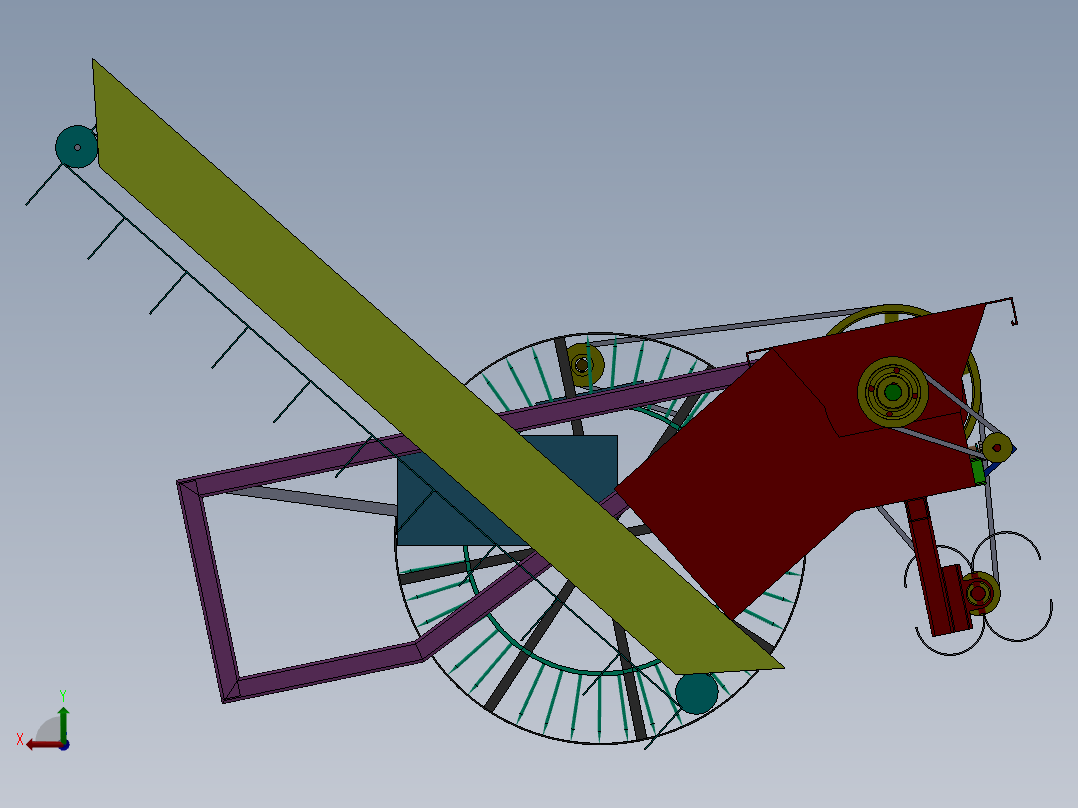 打瓜收获机设计（含三维SolidWorks模型+CAD图纸+说明书）后视图