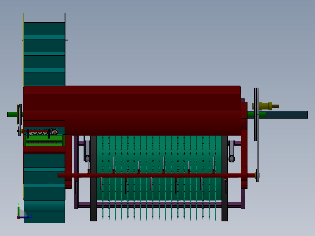 打瓜收获机设计（含三维SolidWorks模型+CAD图纸+说明书）左视图