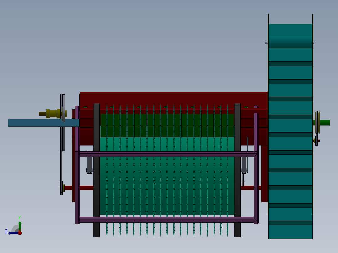 打瓜收获机设计（含三维SolidWorks模型+CAD图纸+说明书）右视图