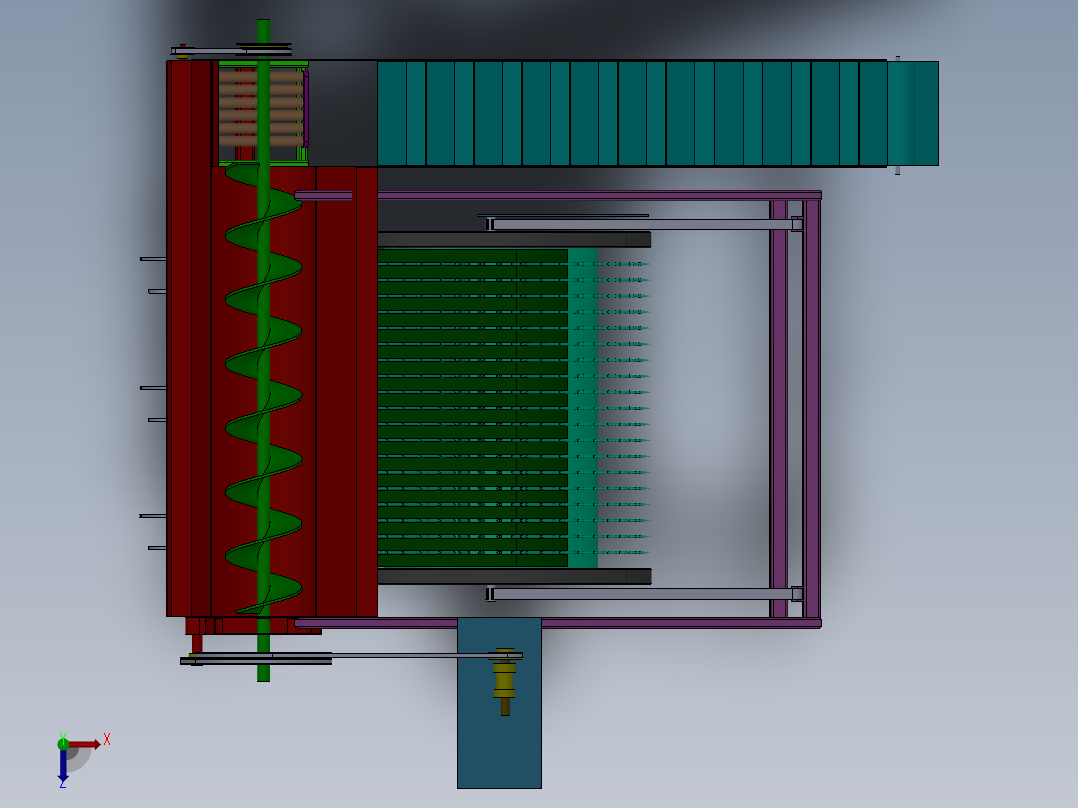 打瓜收获机设计（含三维SolidWorks模型+CAD图纸+说明书）俯视图