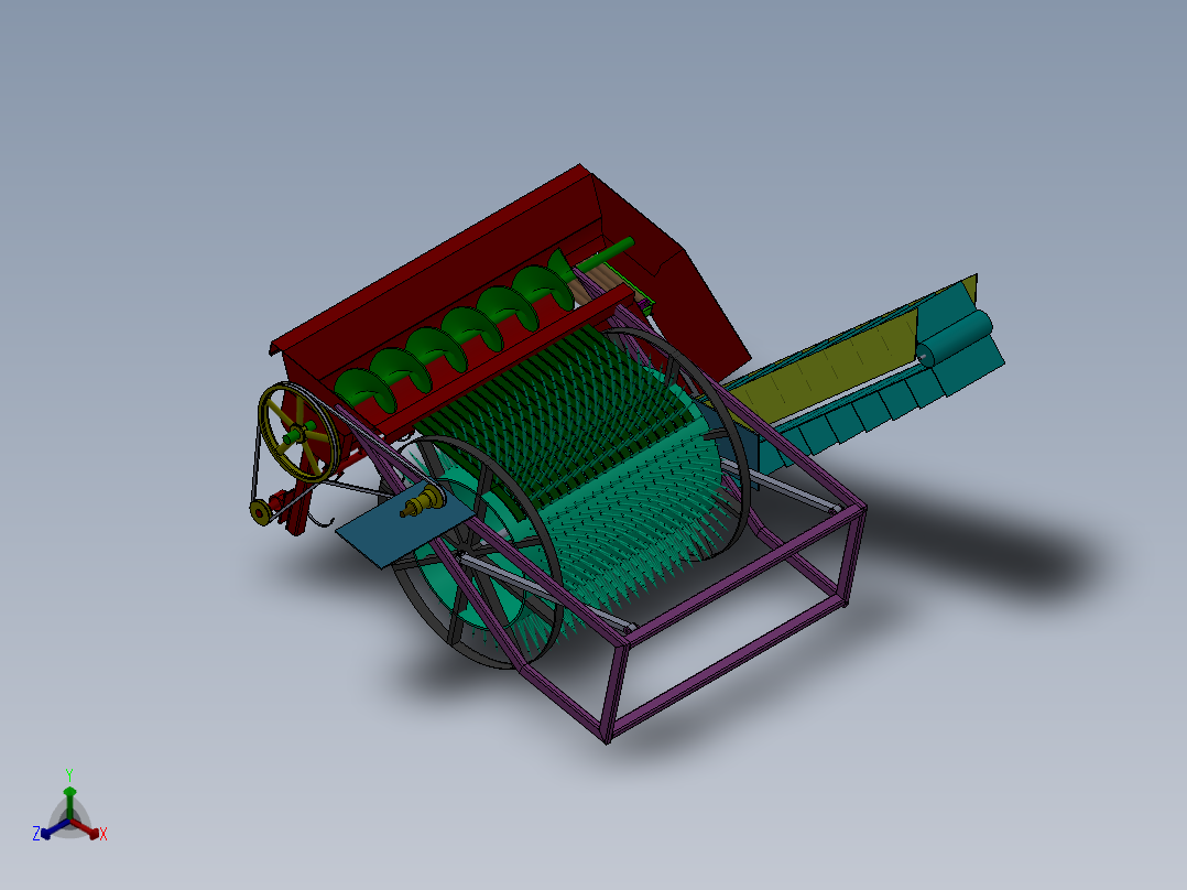 打瓜收获机设计（含三维SolidWorks模型+CAD图纸+说明书）正等轴测图