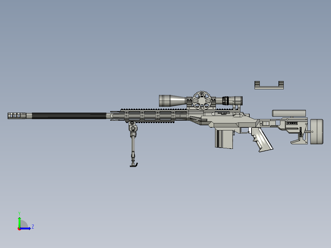 手枪左轮冲锋枪老式狙击步枪设计3D图纸custom-rifle-for-presize-shooting STP IGS左视图