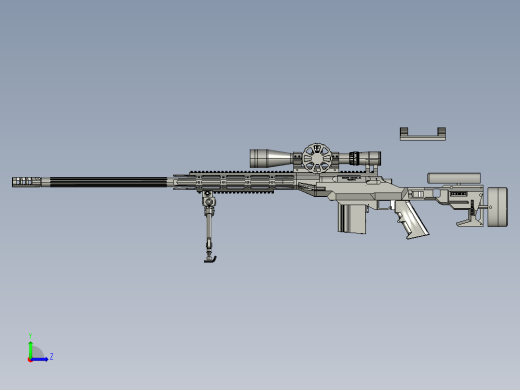 手枪左轮冲锋枪老式狙击步枪设计3D图纸custom-rifle-for-presize-shooting STP IGS左视缩略图