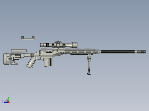 手枪左轮冲锋枪老式狙击步枪设计3D图纸custom-rifle-for-presize-shooting STP IGS右视缩略图