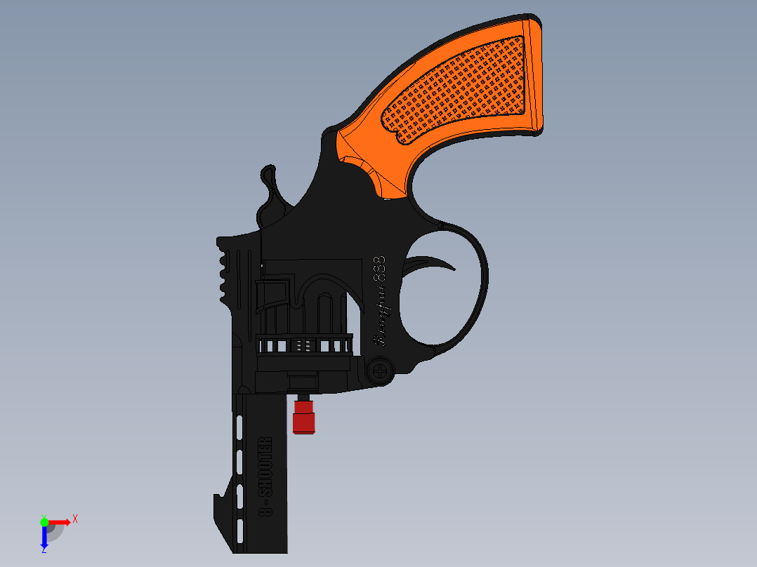 手枪左轮冲锋枪老式狙击步枪设计3D图纸pistol-sonic-toy SW俯视图