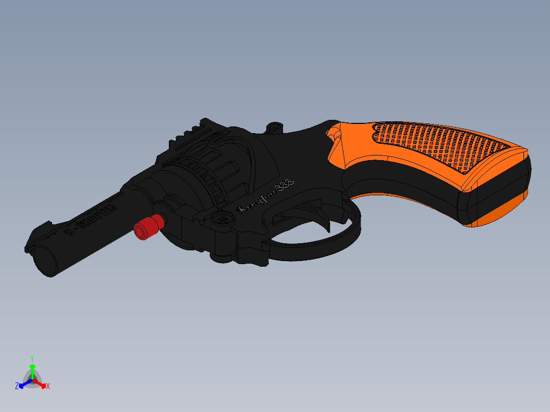 手枪左轮冲锋枪老式狙击步枪设计3D图纸pistol-sonic-toy SW正等轴测图