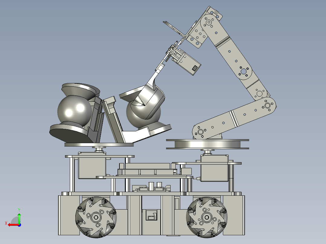 可编程机械臂循迹避障小车后视图