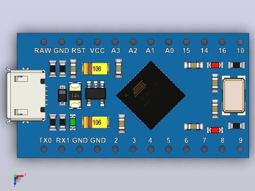 Micro是基于ATmega32U4的微控制器板俯视缩略图