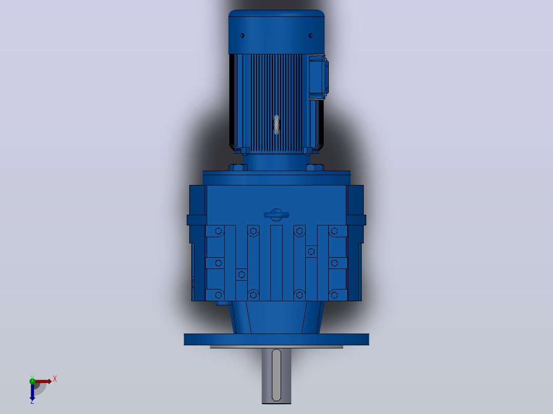 RF77法兰轴伸式安装斜齿轮减速机RF77-Y0.18-4P-63-M1-0°-Φ250俯视图