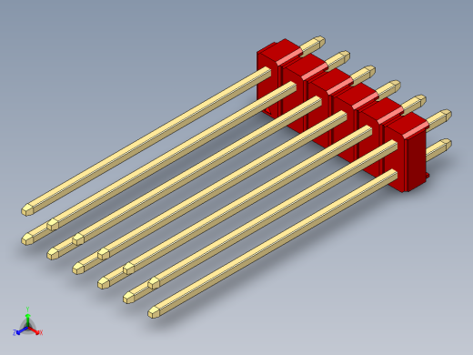 彩色公头100mil（2.54mm）系列-DS1021_red_2x06p_100mil_Type43_rev1.0正等轴测缩略图